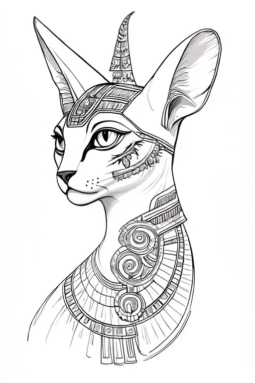 sekhmet with Bastet and eye of ra tattoo design idea