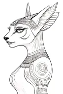 sekhmet with Bastet and eye of ra tattoo design idea