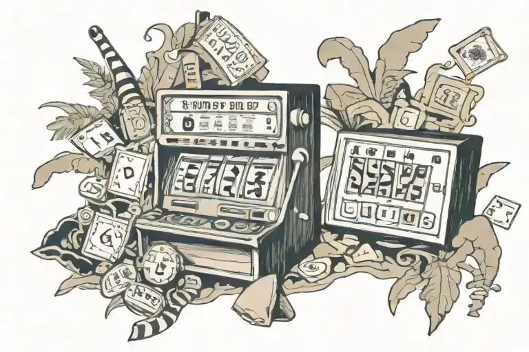 Slot machine, diamonds, beach, ocean, New York Times Crossword Puzzle, the word 'Jobes' and the initials LSD. tattoo design idea
