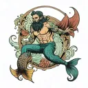 male merman tattoo design idea