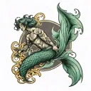 male merman tattoo design idea