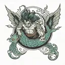 male merman tattoo design idea