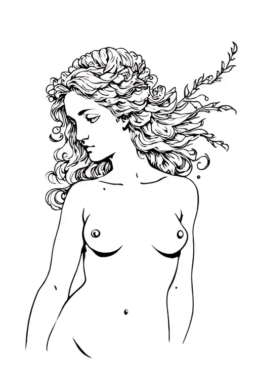 modern Aphrodite body outline tattoo design idea