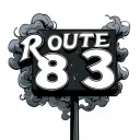 route 83 sign with shaded smoke rising  tattoo design idea