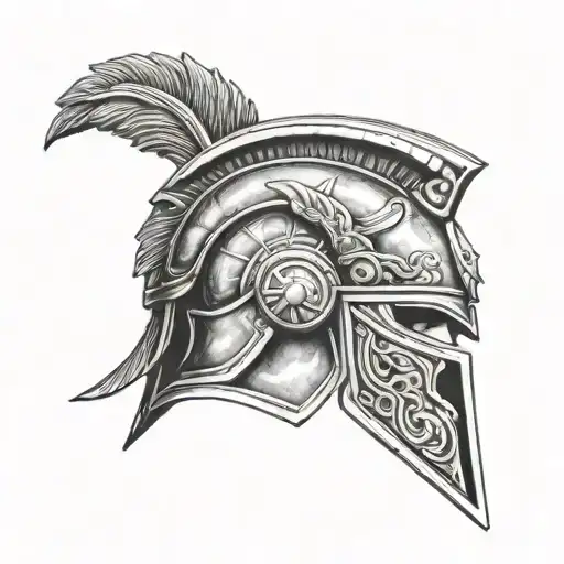 Greek warrior helmet tattoo design idea