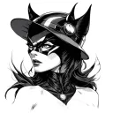 catwoman with rockets hat tattoo design idea