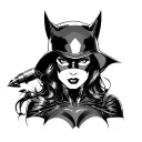 catwoman with rockets hat tattoo design idea