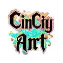 "CinCity Art" text banner tattoo design idea