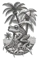 Puerto Rico beach Taino frog palm tree  tattoo design idea