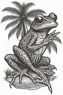 Puerto Rico beach Taino frog palm tree  tattoo design idea