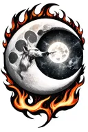 Half Moon, fire, Sagittarius tattoo design idea