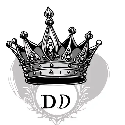 princess crown with initials d d m tattoo design idea