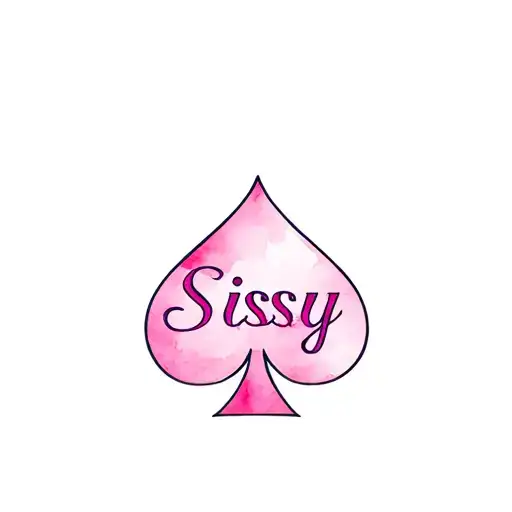 Black Spade with the word "Sissy" in pink tattoo design idea