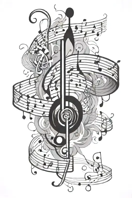 music staff DNA tattoo design idea