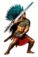 Mayan warrior wielding a sword tattoo design idea