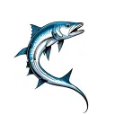 barracuda facing down and left side tattoo design idea