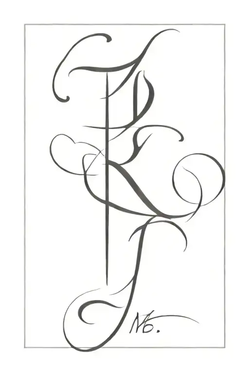 one word "K1TO1" written vertically tattoo design idea