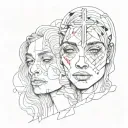 Psychedelic painted faces with a cross tattoo design idea