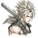 Cloud Strife da Final Fantasy 7 tattoo design idea