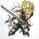 Cloud Strife da Final Fantasy 7 tattoo design idea