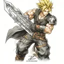 Cloud Strife da Final Fantasy 7 tattoo design idea