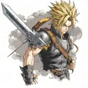 Cloud Strife da Final Fantasy 7 tattoo design idea