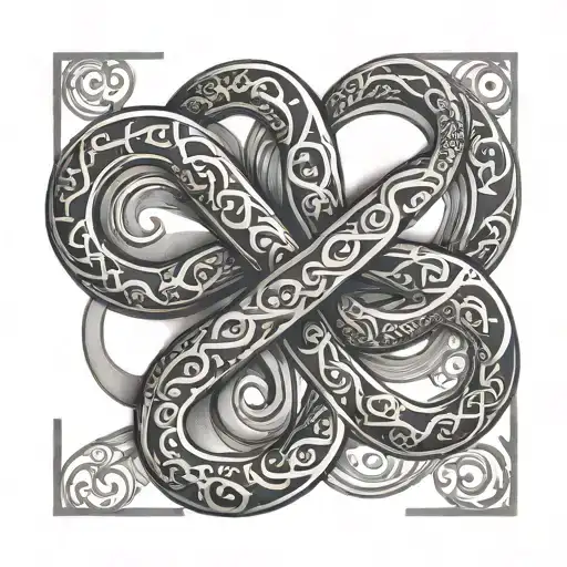 infinity symbol with 7 names  tattoo design idea