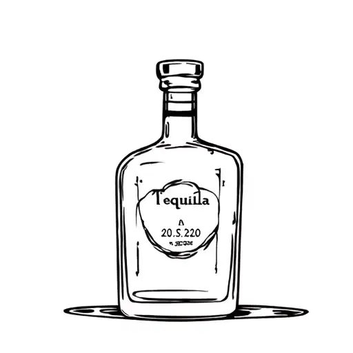 Tequila bottle with death date 20.03.2020 tattoo design idea