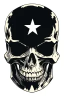 Skull with 8 pointed star background. Star tips spearheaded. No color in design.  tattoo design idea