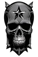 Skull with 8 pointed star background. Star tips spearheaded. No color in design.  tattoo design idea
