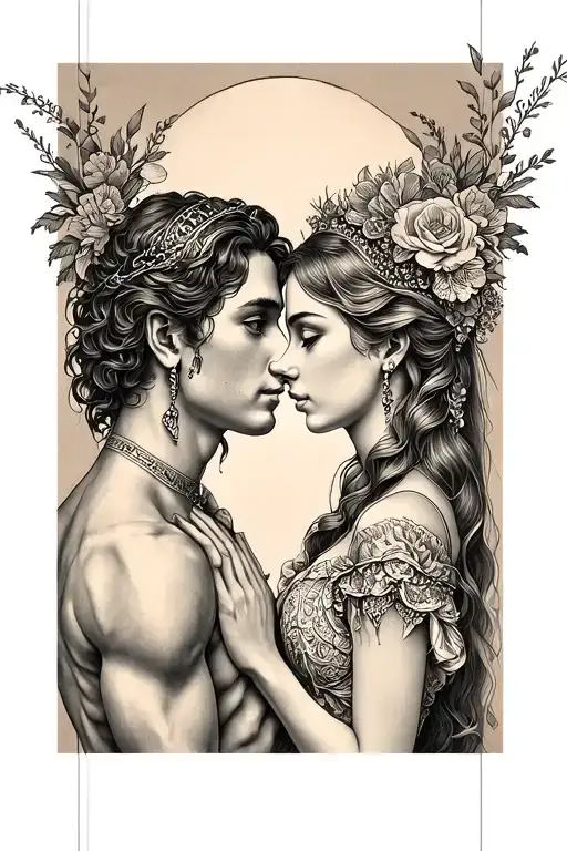 Gemini and Virgo united in marriage tattoo design idea