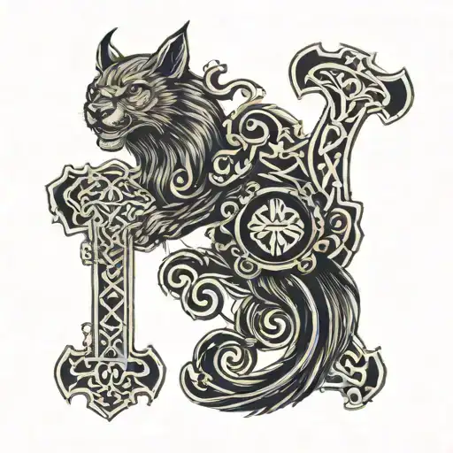 Slavic patterns and runes tattoo design idea