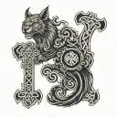 Slavic patterns and runes tattoo design idea