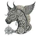 Slavic patterns and runes tattoo design idea