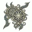 Slavic patterns and runes tattoo design idea