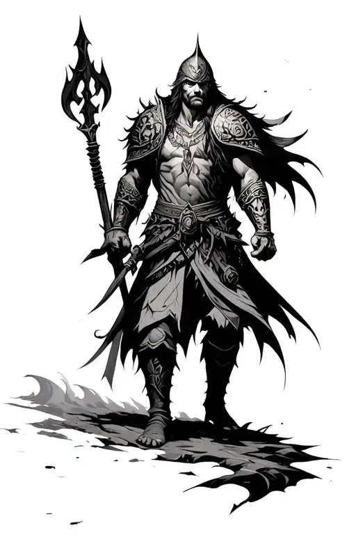 warrior who walks alone  tattoo design idea
