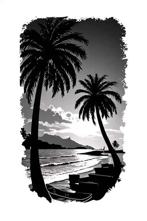venice beach palm trees tattoo design idea