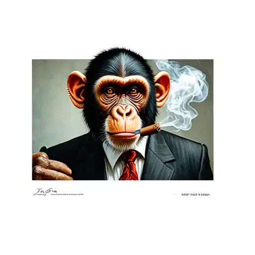 monkey in a suit smoking cigar tattoo design idea