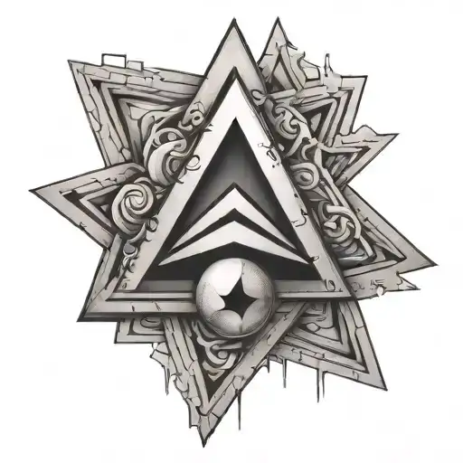 a penrose triangle with a pendulum swinging tattoo design idea