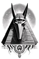 anubis tattoo with eye of ra inside pyramid tattoo design idea