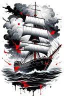 storm clouds ship sailing through stormy tattoo design idea