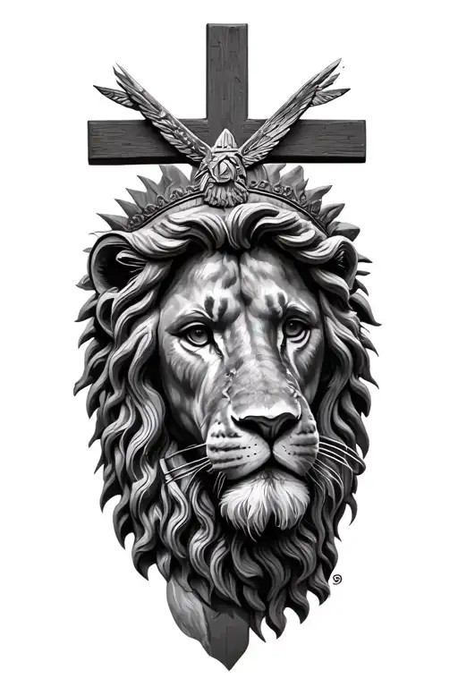 Jesus, Cross, roman soldier, Lion of Judah, Lamb tattoo design idea