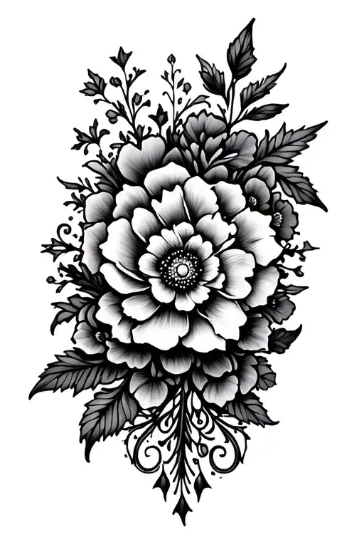 floral gothic design inspired tattoo design idea