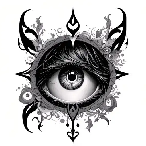 sigil and girl eye inside tattoo design idea