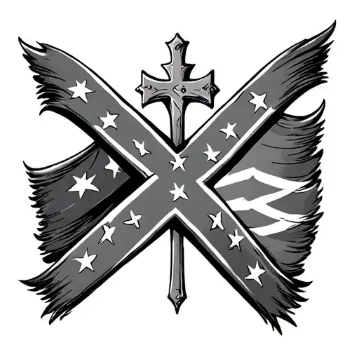 cross and confederate flag  tattoo design idea