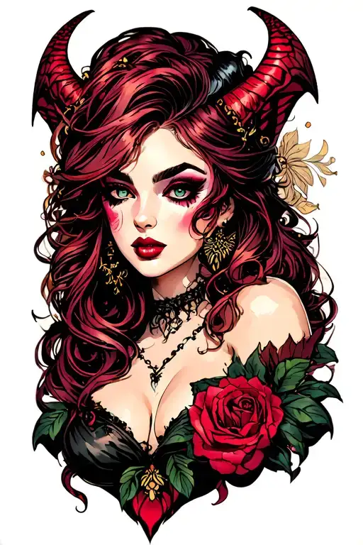lustful succubus tattoo design idea