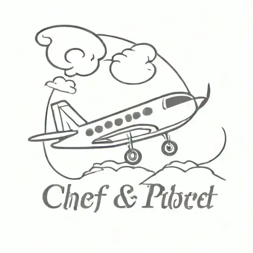 A minimalist design of a small airplane flying over a chef's hat, representing your aspirations to become a pilot while excelling in the culinary world tattoo design idea