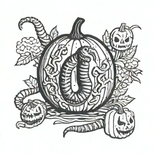 pumpkin spooky tarot card beetlejuice sandworm handbook tattoo design idea