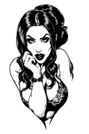 chubby slutty goth pin up girl leaning tattoo design idea