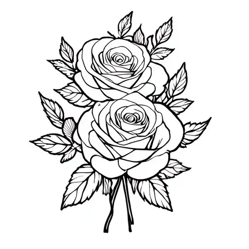 Gemini, Aries, February 11 21 roses bouquet tattoo design idea